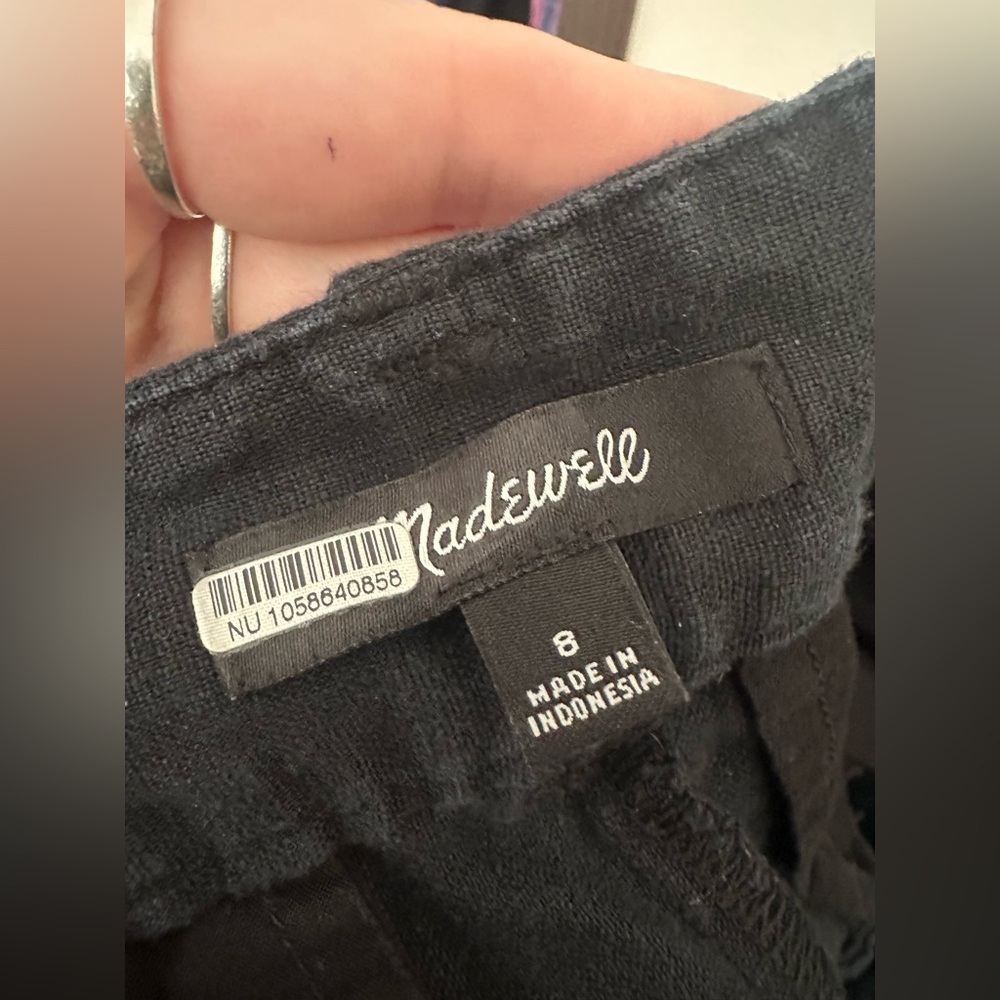 Madewell The Harlow Wide-Leg Pant in 100% Linen true black size 8 style NJ996 - Picture 2 of 9